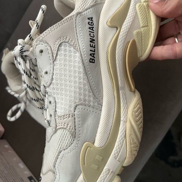 Triple S logo-embroidered faux leather, faux nubuck and mesh sneakers - Picture 2 of 4